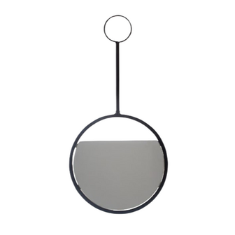 Industri&euml;le Ronde spiegel met zwarte poedercoating - Afmeting: 25 x 1 x 51 cm 