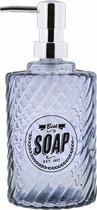 Zeepdispenser MAYE - Best Soap - Blauw / Zilver - Handzeep Dispenser- Glas - 414 ml