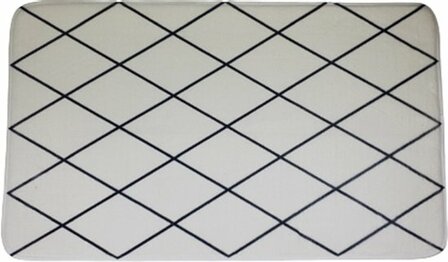 Badmat FIONN met ruit print - Zwart / Wit - Polyester - 45 x 75 cm - Badkamer - Bad - Badmat - Huis - Interieur