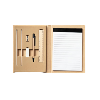 Schrijfwarenset - Bruin - Notebook met accessoires - Stationery kit - gerecycled materiaal - aanmaakblokjes