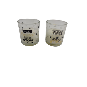  Theelichthouder met kaars 'Let it Snow ' 