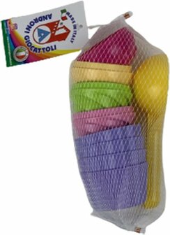 IJsbekers met scheplepel zandspeelgoed - Geel / Multicolor - Kunststof - 4 Stuks - IJs - Hoorntje - IJsjes - Zomer - Strandset