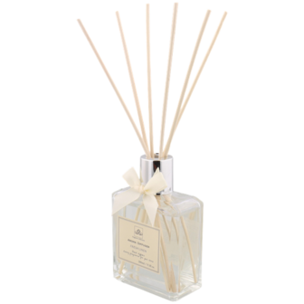 Geurstokjes met strik FRESH LINNEN - Transparant / Zilver - Glas / Hout - 280 ml - Huisparfum aroma diffuser