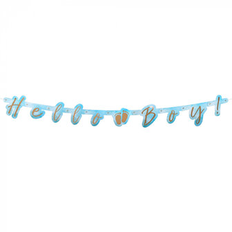 Letter banner Blauw Hello Boy