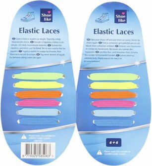 Elastische schoenveters - Neon Multicolor - Kunststof / Elastiek - One Size - Geschikt voor 1 paar schoenen - Veters - Verstelb