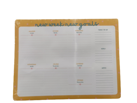 Weekplanner Geel - &#039;New Week New Goals &#039;