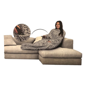 The CozyComfort TV Blanket met panter print - Grijs - TV Relax Deken met zak