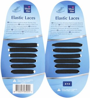 Elastische schoenveters Flexi Lace - Zwart - Kunststof / Elastiek - One Size - Geschikt voor 1 paar schoenen