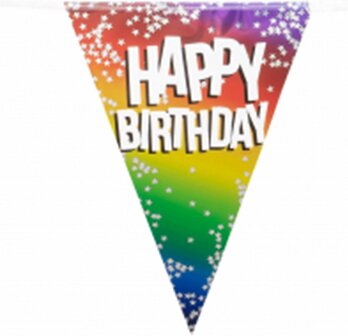 Feest vlaggenlijn &#039; Happy Birthday&#039; - 6 meter - 15 vlaggen - Multicolor - Jarig - Party - Feestdagen