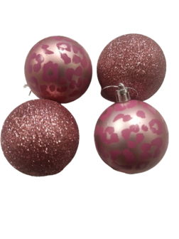 Luxe glitter kerstballen BLITZ met panter print