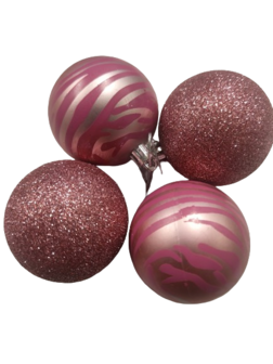 Luxe glitter kerstballen BLITZ met zebra print