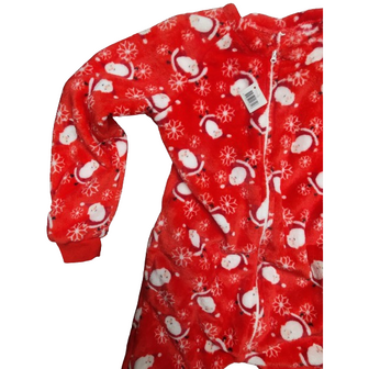 Kerst onesie / Pyjama / Pyjamapak - Rood / Wit - Polyester - Maat 104 / 105 / Kinderpyama