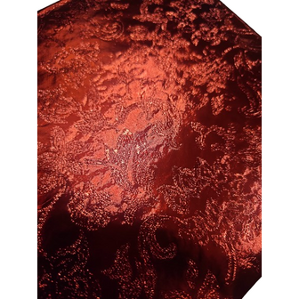 Metallic Vinyl tafelkleed met kerstboom motief kerstmis - Metallic - Rood - Vinyl - 200 x 140 cm - Kerstmis - Tafellaken - Oud 