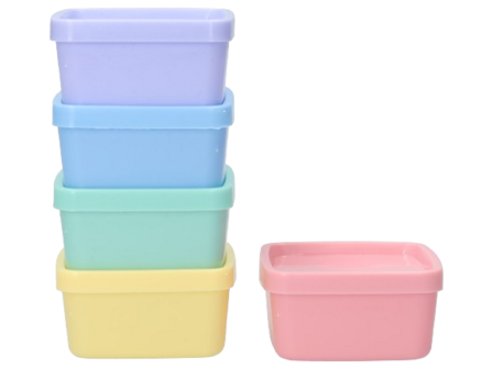 Mini vershoudbakjes - Picknick - Tupperware - Pastel - Multicolor - Kunststof - 7 x 7 x 3 cm - 5 stuks