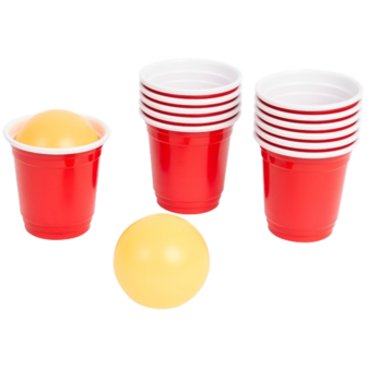 Mini Bierpong Spel - Multicolor - Kunststof - 14 Delig 