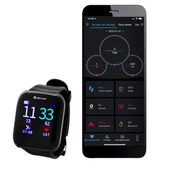 Sport Smartwatch met bluetooth - Zwart - Unisex - Met o.a. Ingebouwde hartslag- en bloedrukmeter - Waterbestendig 3