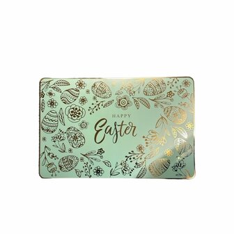 Luxe Placemats Pasen ''Happy Easter'' - Lichtgroen / Goud - Kunststof - Set van 4 - Placemat - Pase