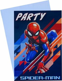Spiderman &#039;Solo&#039; Marvel - Uitnodiging Kaarten / Uitnodigingskaarten - Jongens - Assorti - Verjaardag / Party / Feestje - Blauw / Multicolor - Karton / Papier - 10 x 15 cm - Set van 5 
