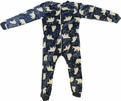 Onesie / Pyjama / Pyjamapak IJsberen print - Donker blauw / Wit - Polyester - Maat 122 - Unisex 1