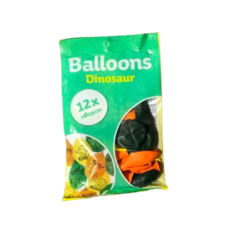 Dino Baloons - Balonnen - Groen / Geel / Oranje - 12 Balonnen - Dinosaurus - Opblaasbaar - Roar