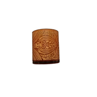 Theelichthouder ARABIA - Oranje / Creme - Glas - 8 x 7 cm - Set van 2 - Waxinelichthouder &ndash; Theelichtjes 2