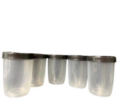 Saus cups  - Zwart / Transparant - Kunststof - 5 x 5 x 6 cm - 5 Stuks - Storage Jar - Voorraadpotjes - Keuken - Eten - Kruiden 