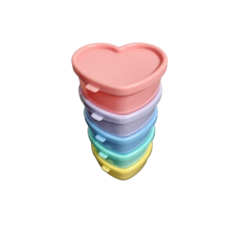 Mini hartvormige  vershoudbakjes - 5 stuks - Tupperware - Pastel - Multicolor - Kunststof - 7 x 7 x 3 cm - Aanmaakblokjes