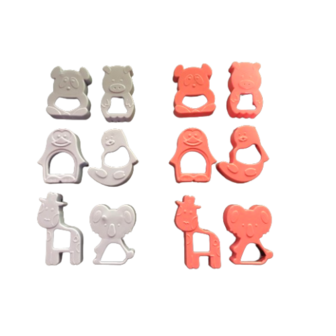 Koekjes Uitstekers Dieren  -  Roze / Paars  - Set van 6 - Asorti - Uitsteekvormpjes - Cookie Cutter