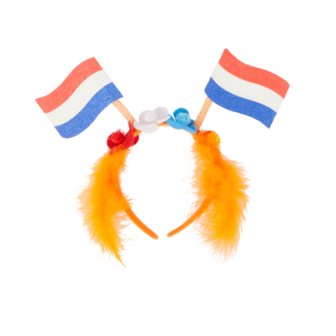 Koningsdag Diadeem Met Nederlandse Vlaggetjes En Veren