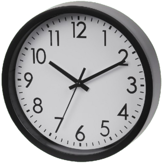 WandKlok - Zwart  - Kunststof / Glas - 20 x 20 cm - Muurklok