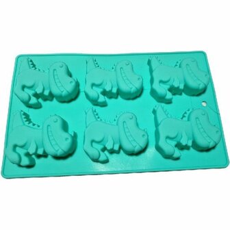 Dino Dinosaurus Bakvorm - Cupcake vorm - Groen - Siliconen - 25 x 17 x 2.5 cm - 6 Cupcakes