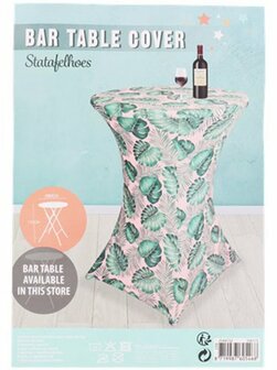 Bartafel Hoes - Tafelhoes - Blad Motief - Roze / Groen - Polyester - &Oslash; 80 x h 120 cm - Planten print