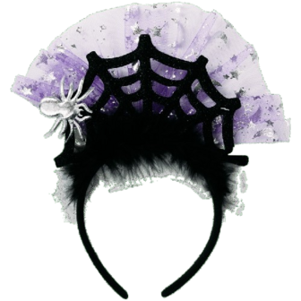 Halloween Diadeem Model Spinnenweb met spin - Zwart / Paars - Polyester - One Size