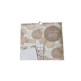 Familieplanner WOLK 2025 - Taupe / Wit - 33 x 29,5 Cm - kalender - Familie Weekplanner - Planner &amp; Family Calendar - Inclus