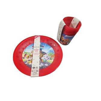 PAW Patrol Bord &amp; Beker Set / Kinderservies - Serviesset - Rood - Kunststof - 2 Delig 2