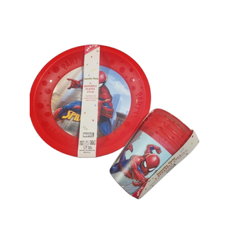 Spiderman Bord &amp; Beker Set / Kinderservies - Serviesset - Rood - Kunststof - 2 Delig 