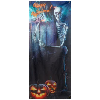 Halloween deur banner SCARY SKELET - Multicolor - 180 x 80 cm - Halloween poster - Halloween doek - Halloween spandoek  