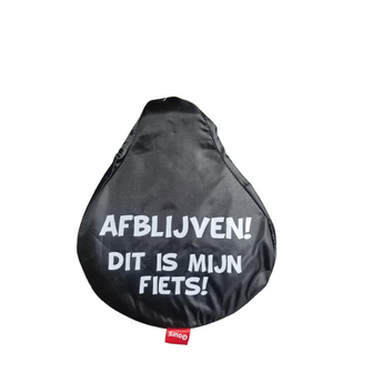  Zadelovertrek met tekst '' Afblijven dit is mijn fiets  '' - Zwart / Wit - PVC - Rekbaar - Zadelho
