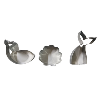 Uitsteekvormpjes Oceaan Thema - Silver - RVS - Set van 3  - uitsteekvormpjes koekjes en fondant - Cookie Cutters Set  