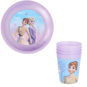 Frozen - 4 Bekers -  Paars / Blauw - Serviesset - Kinderservies - Kunststof - Kinderbekers - Drinkbeker 5