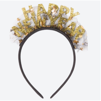 &#039;&#039;Happy New Year&#039;&#039;  Diadeem GOUDEN LETTERS - Zwart / Goud -  Oud en nieuw Haarband