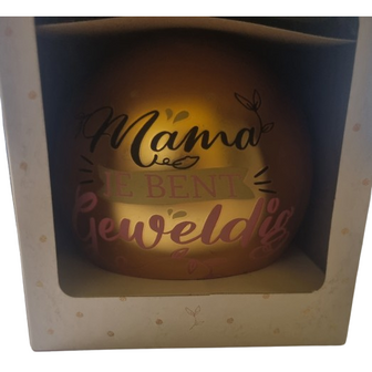 Luxe Kerstbal &quot; Mama je bent geweldig &quot; - Goud / Multicolor - Echt Glas - Cadeau kerstbal - &Oslash; 10 cm