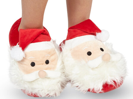 Kerstman Pantoffels - Kerstpantoffels - Foute Kerstpantoffels - Rood / Wit - Maat 33/34