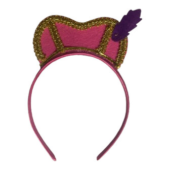 Pieten Diadeem met veer - Haarband - Roze / Goud / Paars - Kunststof / Vilt - One Size