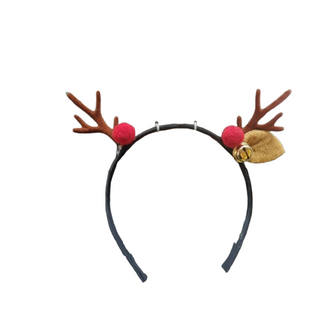 Rendier Diadeem met Oren / belletjes - Bruin / Goud - Kerst diadeem-