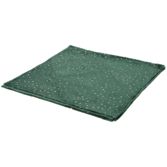 Luxe velvet servetten met Sterren Motief STELLA - Groen / Goud - 100% Polyester - 40 x 40 - 4 stuks - Classy - Luxe servetten -