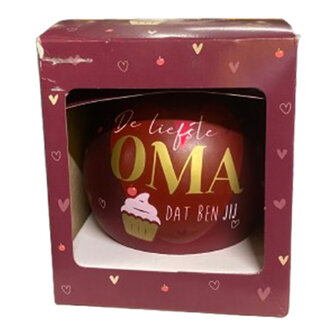 Luxe Kerstbal &quot; De Liefste Oma Dat Ben Jij &quot; - Paars / Multicolor - Echt Glas - Cadeau kerstbal - &Oslash; 10 cm 