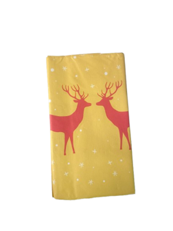 Tafelkleed Kerst Rendier &#039; Merry Christmas &#039; - Geel / Wit - Nappe - 240 x 140 cm - Decoratie