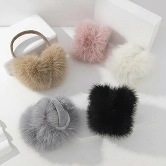 Luxe Oorwarmers VELVERA - Zwart - Winter - Fluffy - Polyester - Faux Fur - Warmb