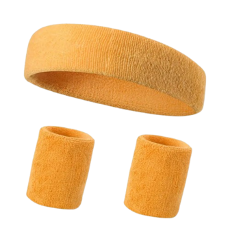 Sport zweetband set OLDSKOOL - Oranje - Polyester - One Size - 3 stuks - Sporten - Sportaccessoire - Hoofdband - Polsbescherme